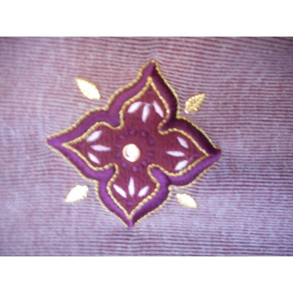 Mauve Gold Sz 26W / 28W V-neck cotton blend Knit top / Sweater  gold accents - Picture 2 of 5